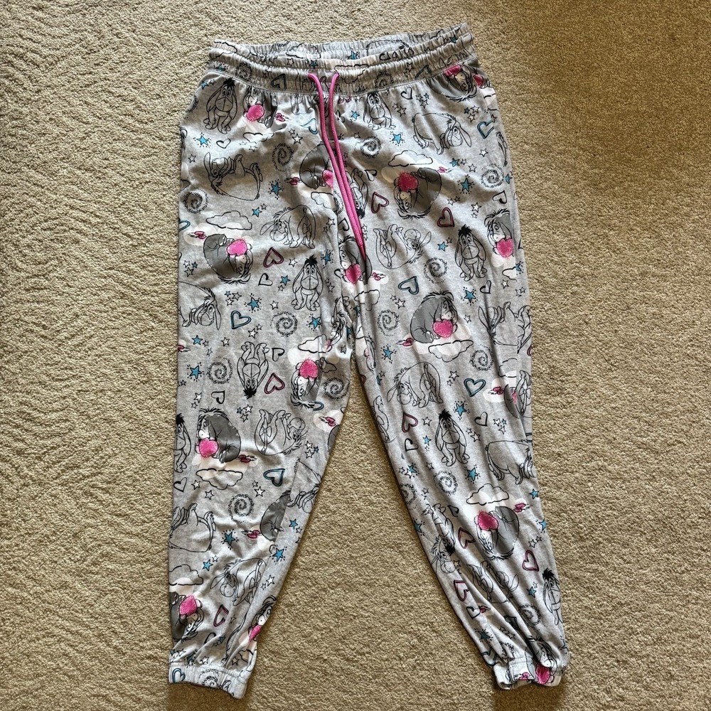 DISNEY Gray Print Eeyore Sleep Pants Pink~ SIZE L (12/14) ~ Super Soft & Snuggly - Picture 7 of 7